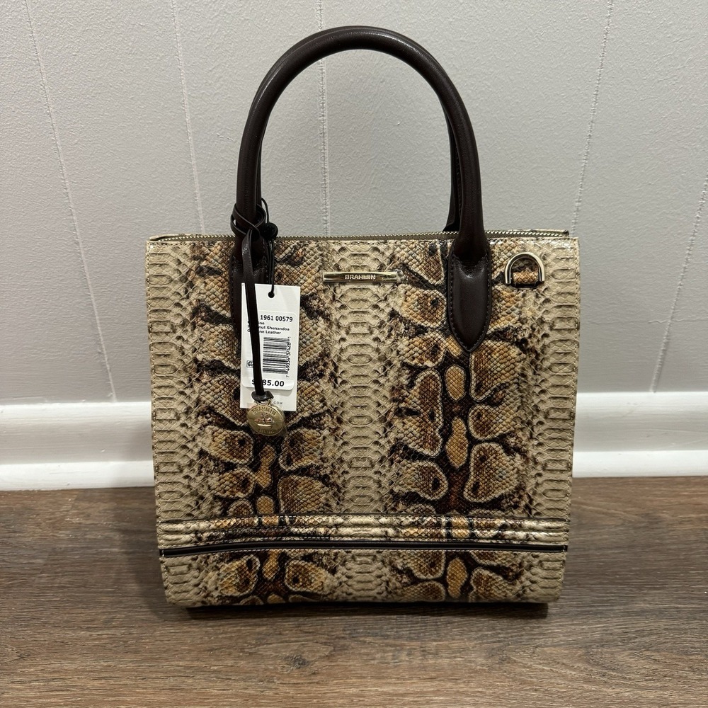Brahmin Caroline Hazelnut Shenandoa Snake Embossed Leather Satchel Bag Purse NEW
